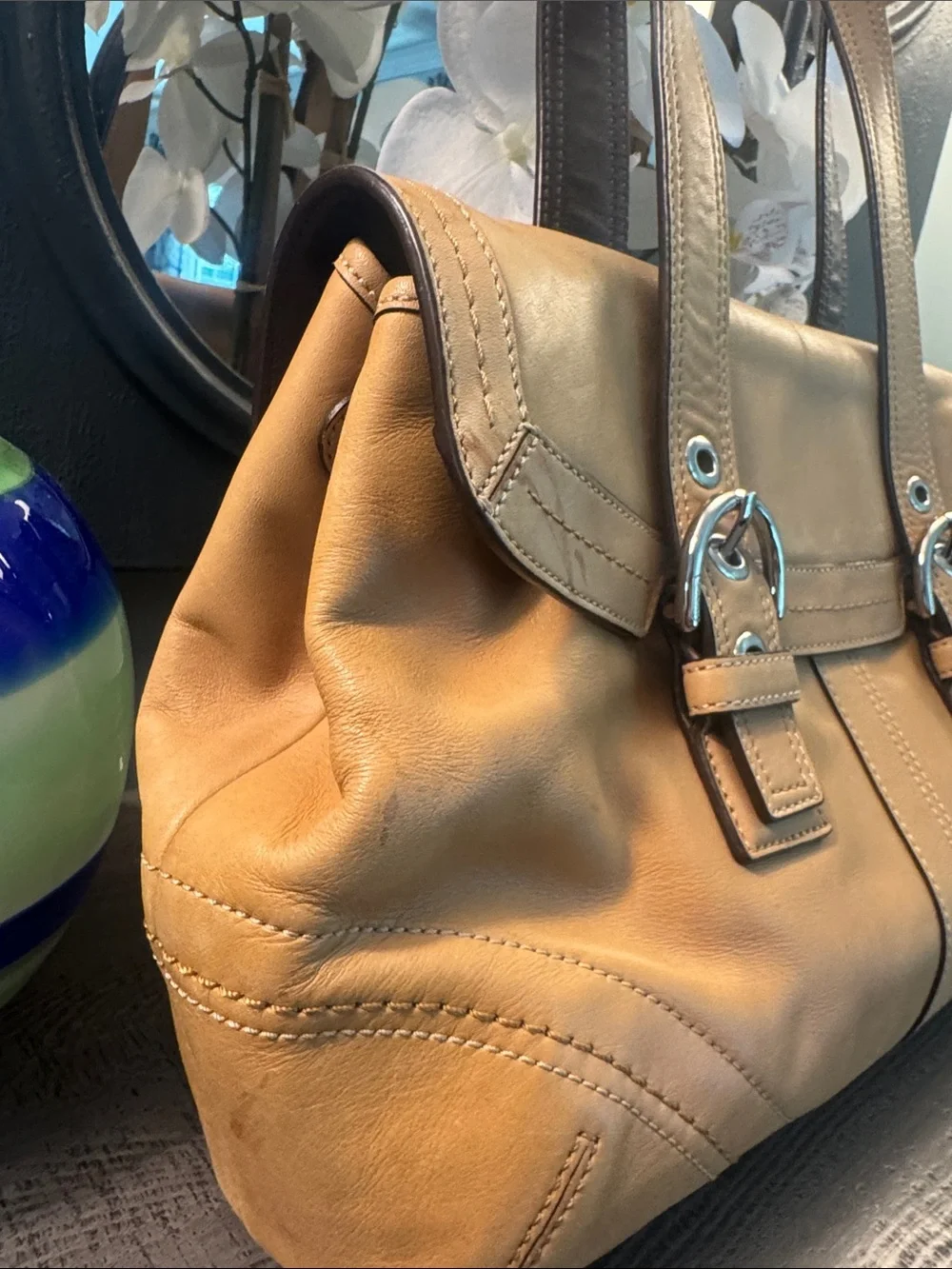Coach Tan Leather Satchel Handbag